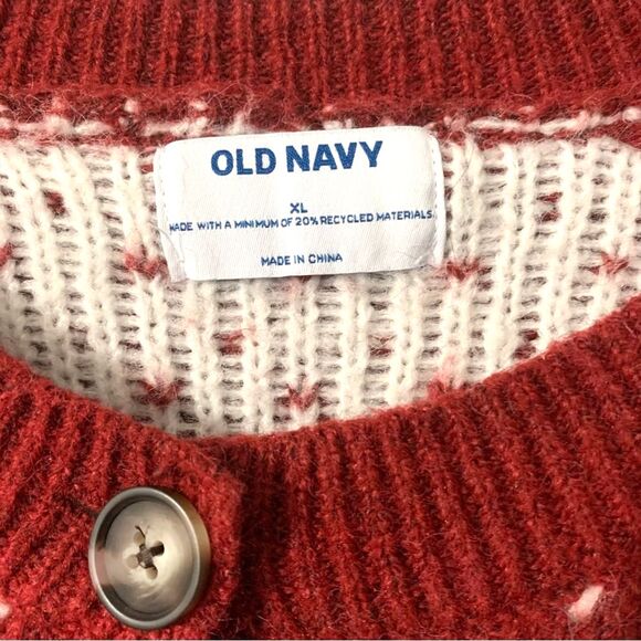 Old Navy Fair Isle Snowflake Cropped Cardigan Sweater Size XL Nordic Cabincore - Picture 3 of 8